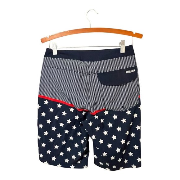 Hurley Board Shorts Men's 28 Patriotic USA Red White Blue - Picture 2 of 6